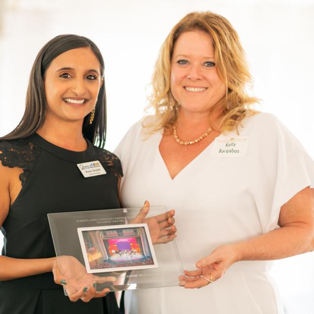 San Diego Theatres CFO-COO Kelly Bargabos Receives the Community Partner of the Year Award from Classics 4 Kids. San Diego Theatres CFO-COO Kelly Bargabos Receives the Community Partner of the Year Award from Classics 4 Kids.