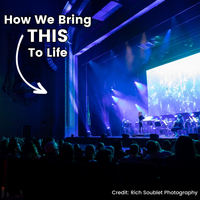 Go Behind the Curtain with Our Production Team! An audience enraptured by an onstage orchestra in a theatre.